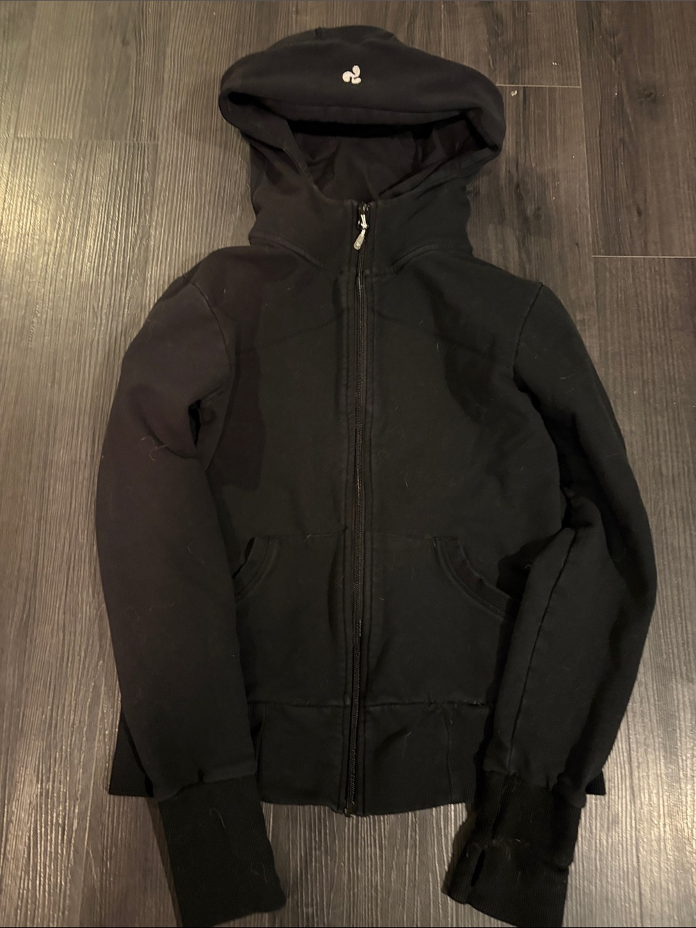 Triple flip customized Black Zip Hoodie with White Logo Detail